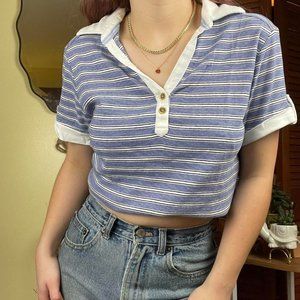 Makeiturs Striped Blue And White Collared